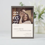 Save The Date Espresso Beige Classic Minimalist Photo Wedding (Debout devant)
