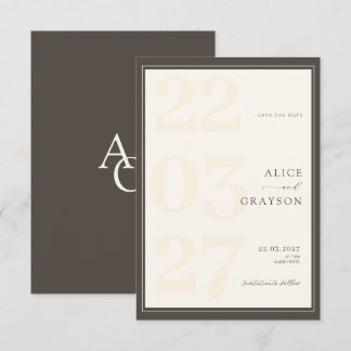 Save The Date Espresso Beige Classic Modern Minimalist Wedding
