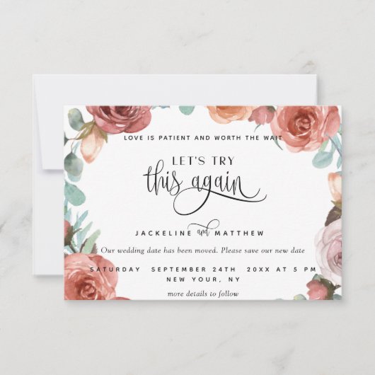 Save The Date Essayons de nouveau, Blush Peach Floral (Devant)