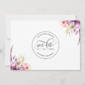 Save The Date Essayons De Nouveau, Violet, Lilac Peach Floral (Dos)