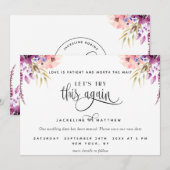 Save The Date Essayons De Nouveau, Violet, Lilac Peach Floral (Devant / Derrière)