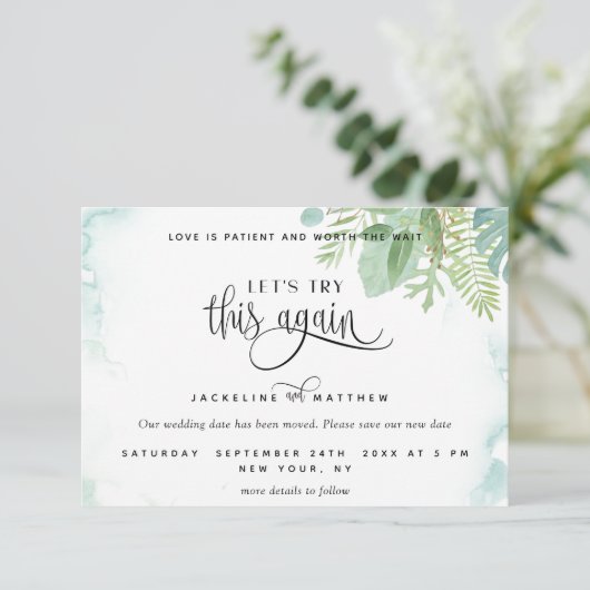 Save The Date Essayons encore, Elégante aquarelle verte (Debout devant)