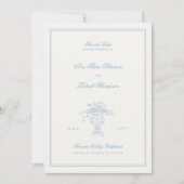 Save The Date Estate Floral Elegant Blue Frame Photo Mariage (Devant)