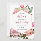 Save The Date Esthétique botanique moderne rose hexagonale (Devant)