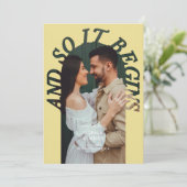 Save The Date Et ça Commence Photo d'arche Mariage Citron (Debout devant)