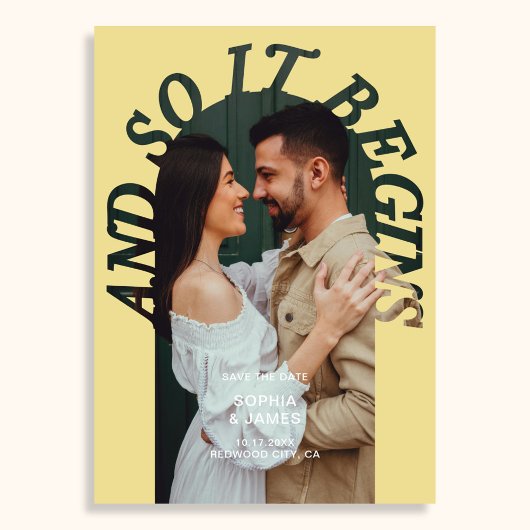 Save The Date Et ça Commence Photo d'arche Mariage Citron