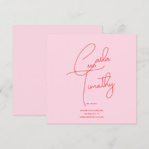 Save The Date Étalonnage moderne Script Mariage rose rouge