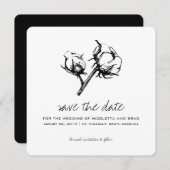 Save The Date Etching Plante en coton | Mariage Enregistrer la d (Devant / Derrière)
