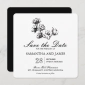 Save The Date Etching Plante en coton | Mariage Enregistrer la d (Devant / Derrière)