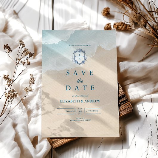 Save The Date Eté Blue Ocean Beach Mariage