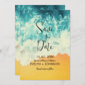 Save The Date Eté Moderne Ocean Beach Mariage Économisez La Date (Devant / Derrière)