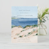 Save The Date Été moderne Ocean Beach Mariage Sauvez la date (Debout devant)