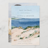 Save The Date Été moderne Ocean Beach Mariage Sauvez la date (Devant / Derrière)