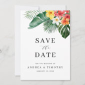 Save The Date Été tropical Mariage de verdure florale Photo (Devant)