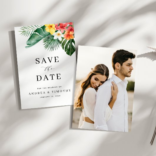 Save The Date Été tropical Mariage de verdure florale Photo