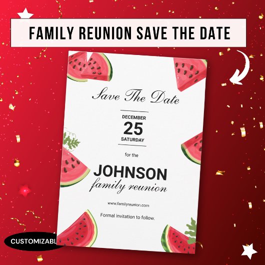 Save The Date Eté Watermelon Thème Famille Réunion Blanc