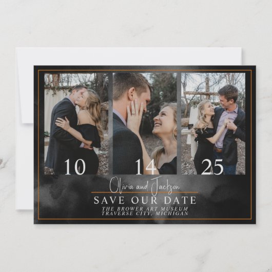 Save The Date Ethereal Aquarelle Black Moody Halloween Mariage (Devant)