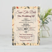 Save The Date Ethereal Boho Feather Wildflower Wedding Motif (Debout devant)