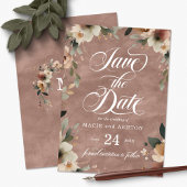 Save The Date Ethereal Elegance Mariage en bois d'aquarelle