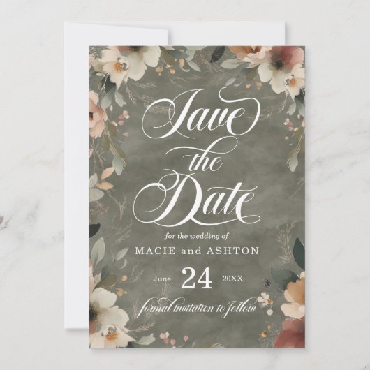 Save The Date Ethereal Elegance Sage Whisper Mariage d'aquarelle (Devant)