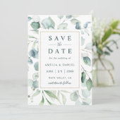 Save The Date Ethereal Eucalyptus Gold Mariage (Debout devant)