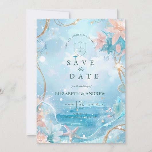 Save The Date Ethereal Ocean Light Wedding (Devant)
