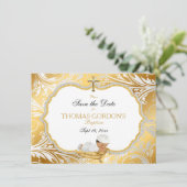 Save The Date Ethnic Baby Boy Baptism Économisez Date Gold Cross (Debout devant)