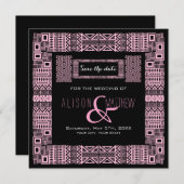 Save The Date Ethnic Design Black Pink Enregistrer la date Invit (Devant / Derrière)