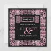 Save The Date Ethnic Design Black Pink Enregistrer la date Invit (Devant)