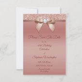 Save The Date Étincelles & Glamor, Rose Gold Birthday Party (Dos)