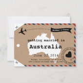 Save The Date Étiquette de bagage Australia Airmail Enregistrer  (Dos)