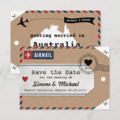 Save The Date Étiquette de bagage Australia Airmail Enregistrer  (Devant / Derrière)