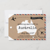 Save The Date Étiquette de bagage Australia Airmail Enregistrer  (Dos)