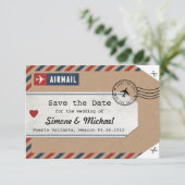 Save The Date Étiquette de bagage d'avion Mexique Enregistrez la (Debout devant)