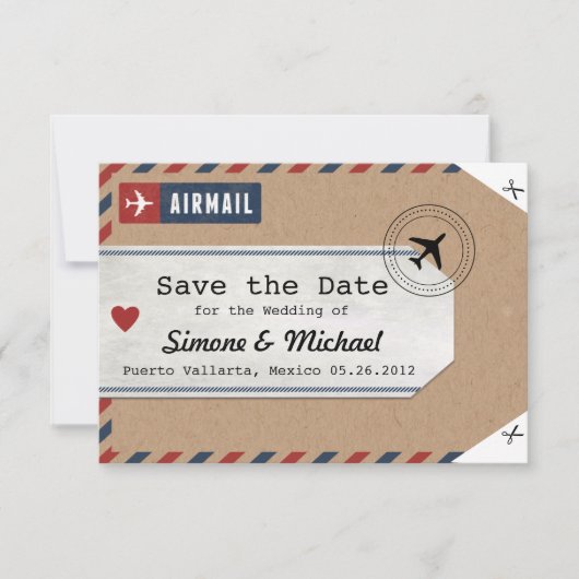 Save The Date Étiquette de bagage de courrier aérien Italie Invi (Devant)