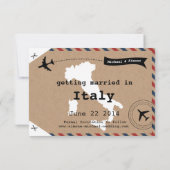 Save The Date Étiquette de bagage de courrier aérien Italie Invi (Dos)