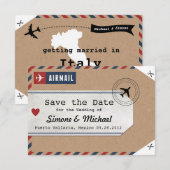 Save The Date Étiquette de bagage de courrier aérien Italie Invi (Devant / Derrière)