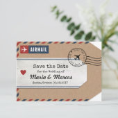 Save The Date Étiquette de bagage de Grèce par avion Enregistrer (Debout devant)