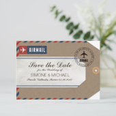 Save The Date Étiquette de bagage par avion pour mariage à date  (Debout devant)