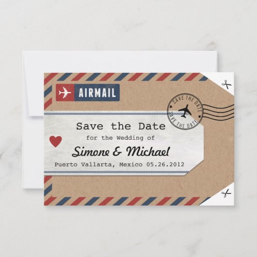 Save The Date Étiquette de bagage pour aéronef au Mexique avec c (Devant)