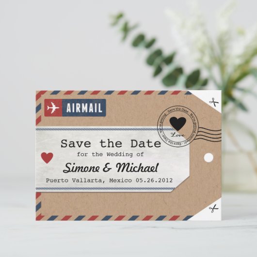 Save The Date Étiquette de bagages pour la date de sauvegarde de (Debout devant)