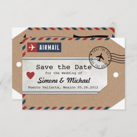 Save The Date Étiquettes de bagages en papier kraft avec date de (Devant / Derrière)