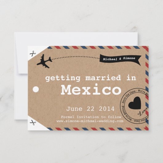 Save The Date Étiquettes de bagages en papier kraft avec date de (Dos)