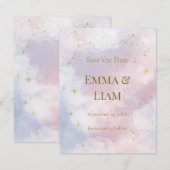 Save The Date Étoile céleste rose Enregistrez la date | Constell (Devant / Derrière)