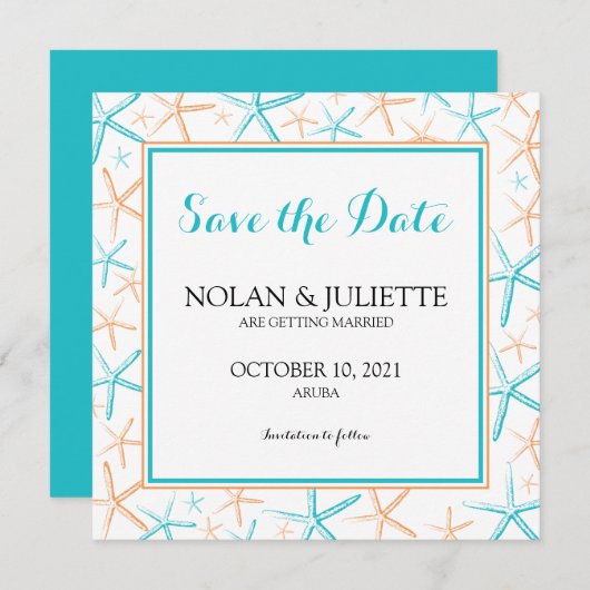 Save The Date Étoile de mer mince Enregistrer la date du mariage (Devant / Derrière)