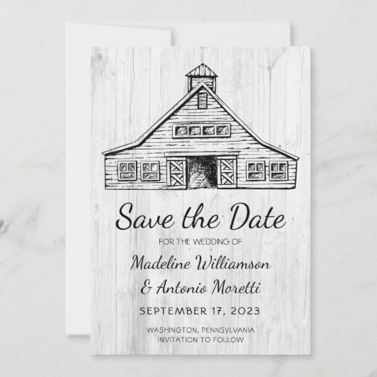 Save The Date Étoile rustique Bois simple (Devant)