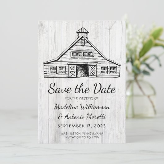 Save The Date Étoile rustique Bois simple (Debout devant)
