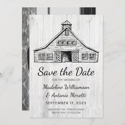 Save The Date Étoile rustique Bois simple (Devant / Derrière)