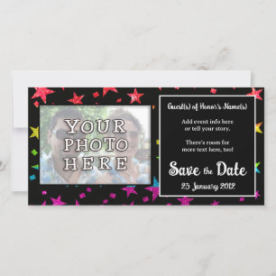 Save The Date Étoiles Arc-en-ciel Pailletées Mariage Gay Anniver