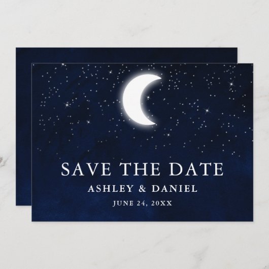 Save The Date Étoiles Ciel Bleu Céleste Enregistrer La Date (Devant / Derrière)